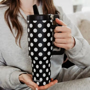 B&W Polka Dot 40oz Tumbler - Hey Heifer Boutique