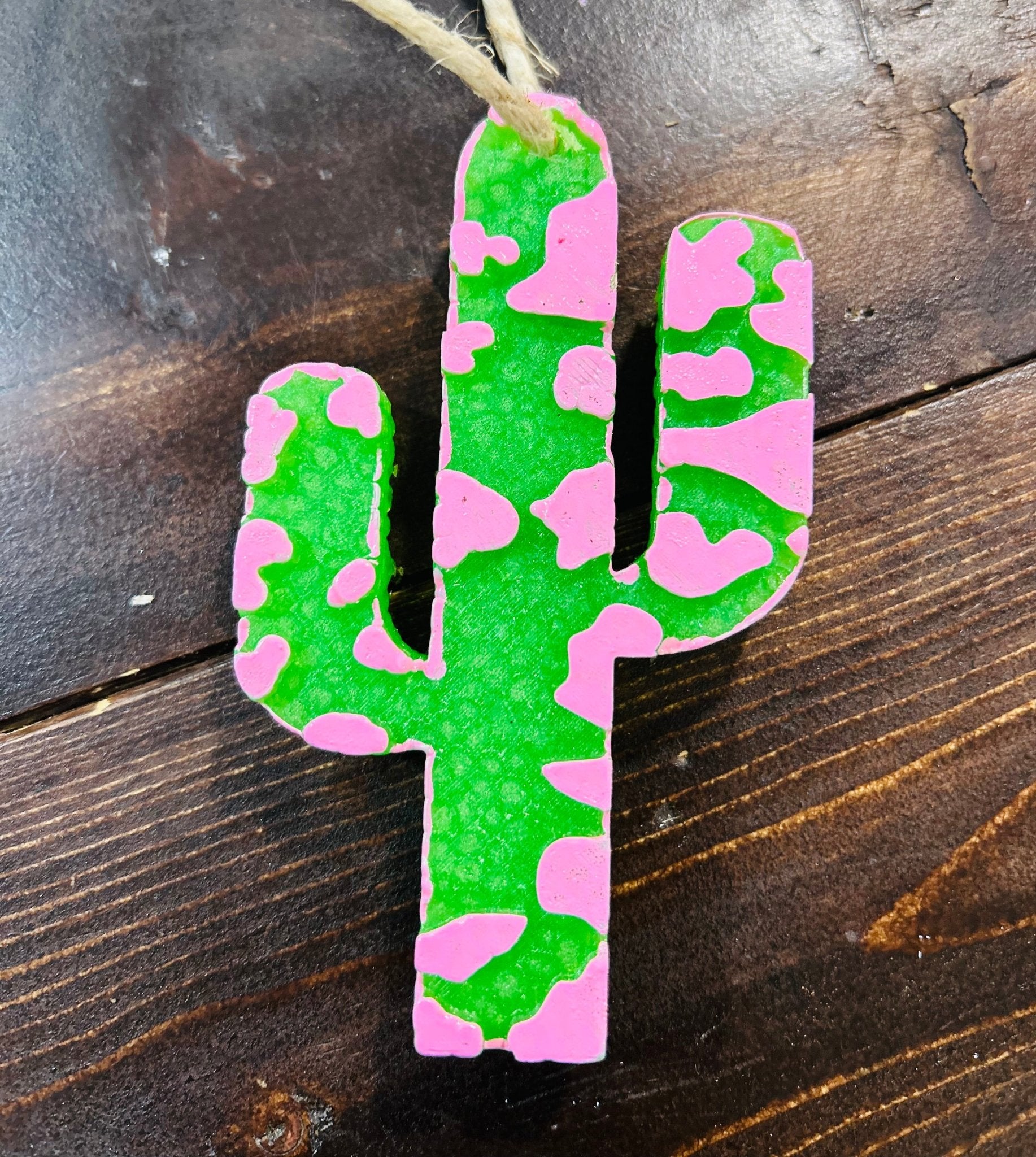Green & Pink Cactus Car Freshie (Black Ice) - Hey Heifer Boutique
