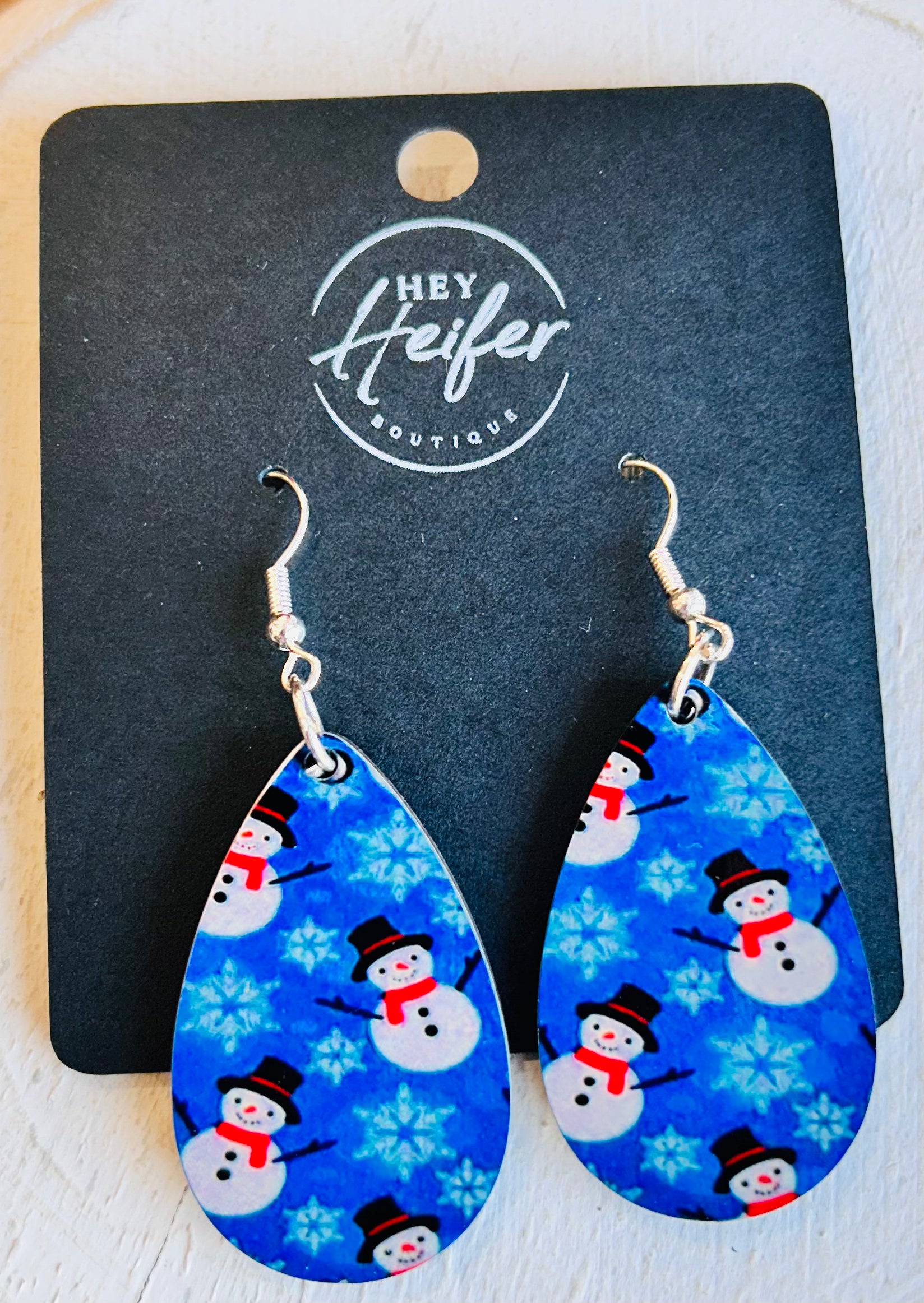Snowman Tear Drop Earrings