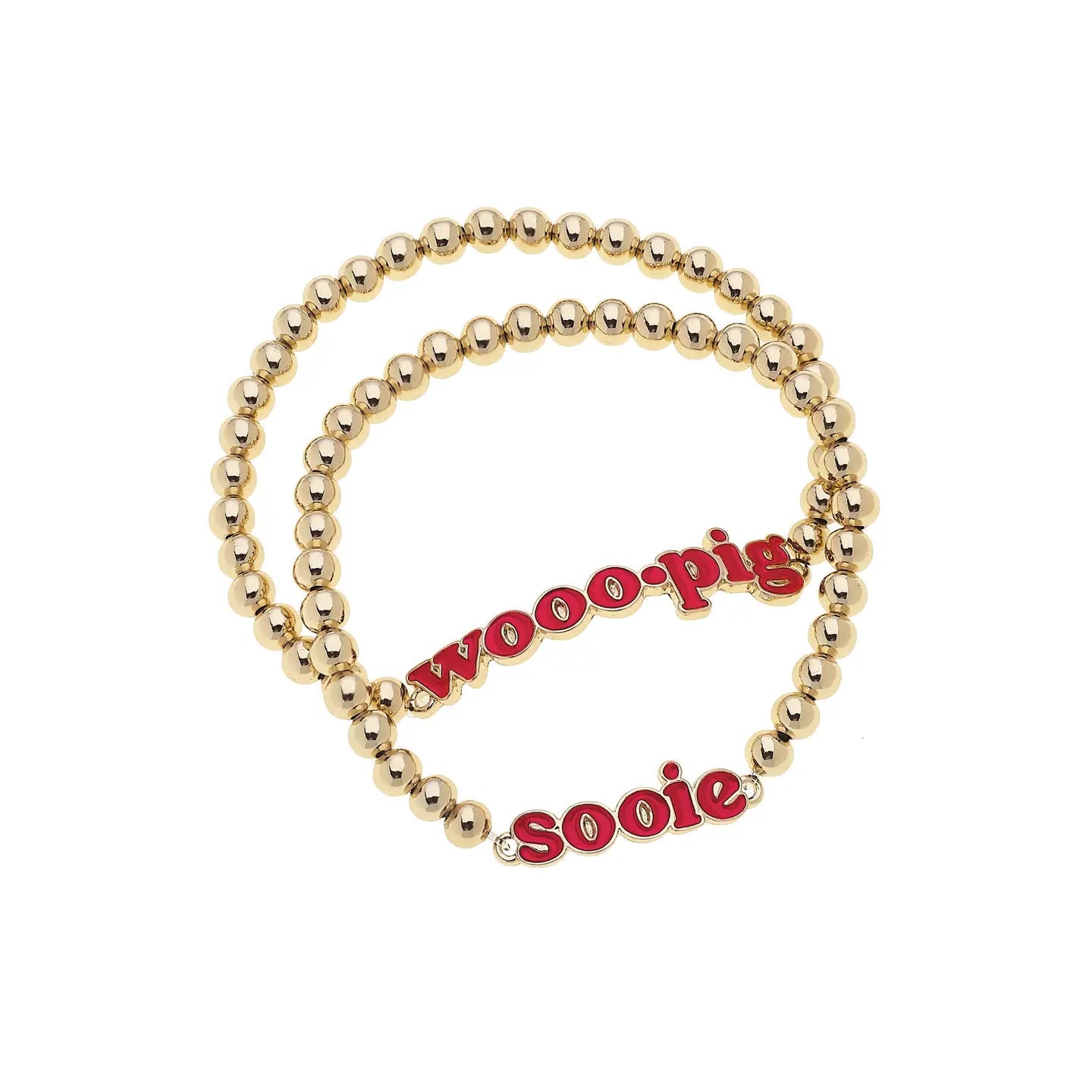 Arkansas Razorbacks Slogan Ball Bead Bracelet Set of 2 - Hey Heifer Boutique