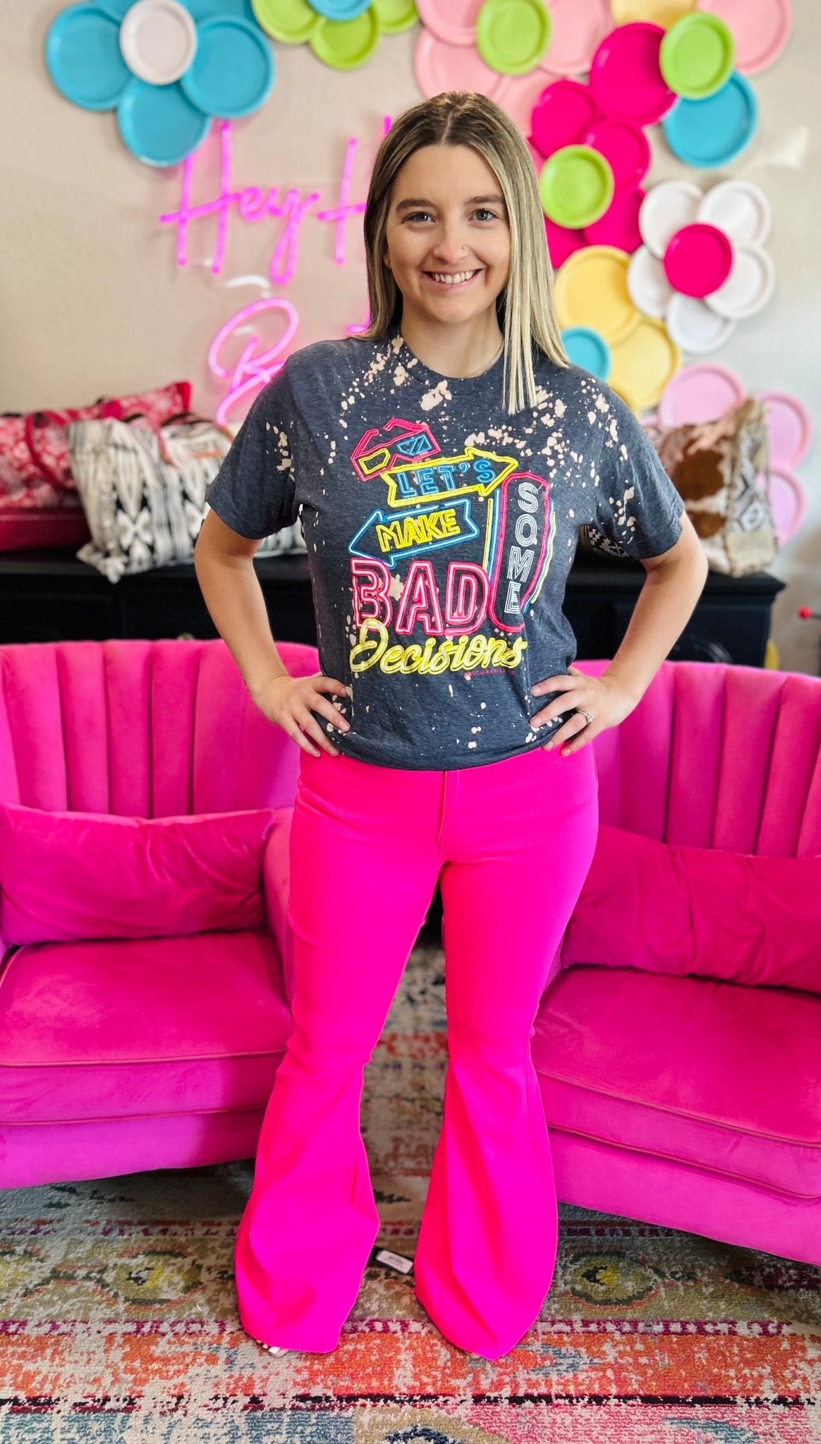 Bad Decisions Bleached Tee - Hey Heifer Boutique