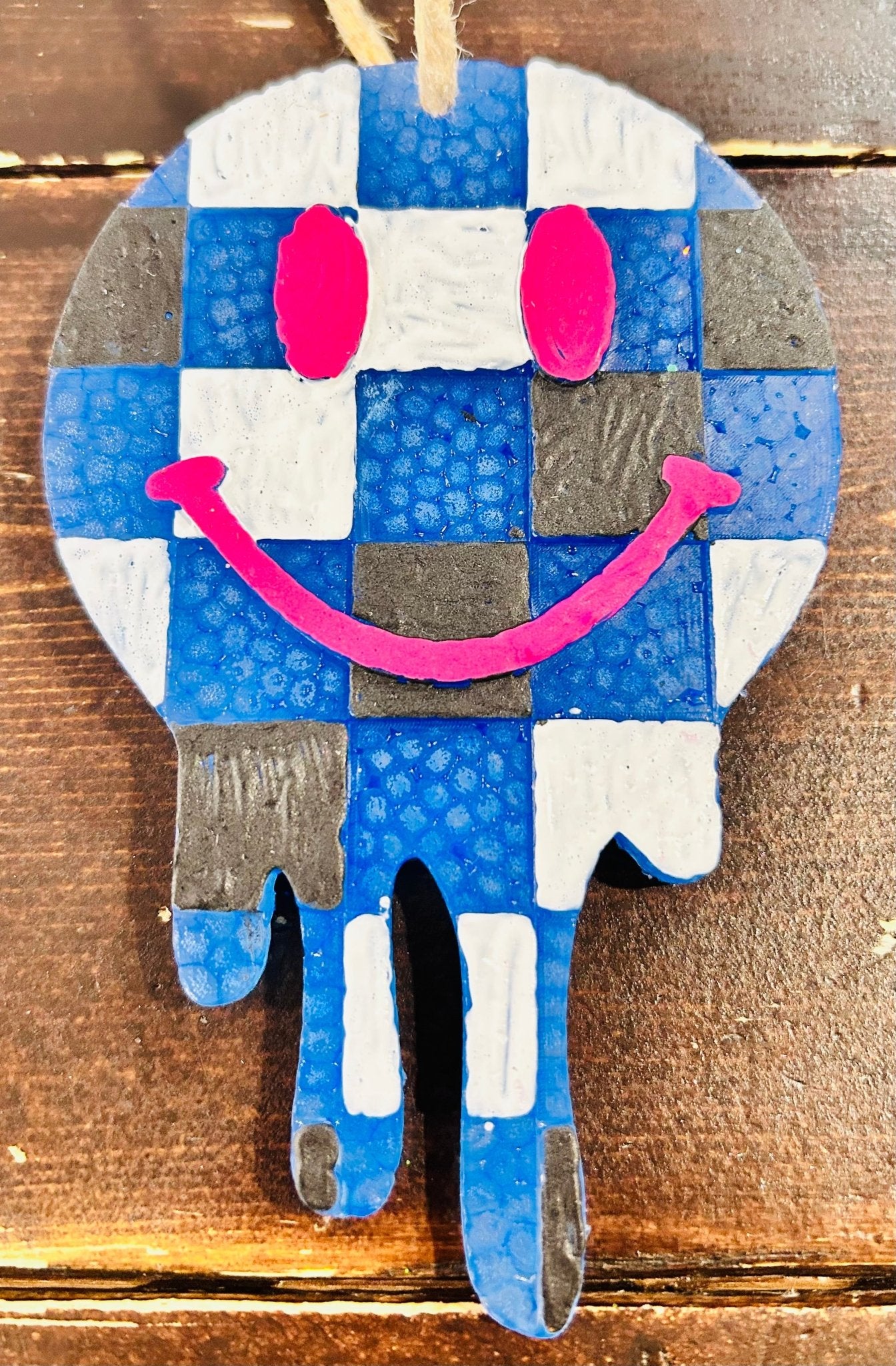Blue Checkered Smiley freshie (fierce) - Hey Heifer Boutique