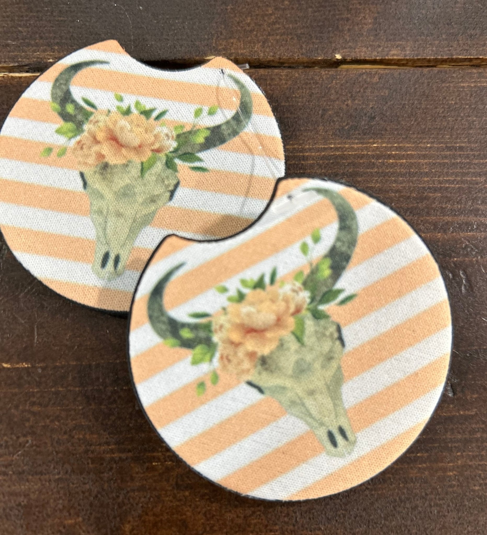 Bull Skull Car Coaster Set (2) - Hey Heifer Boutique