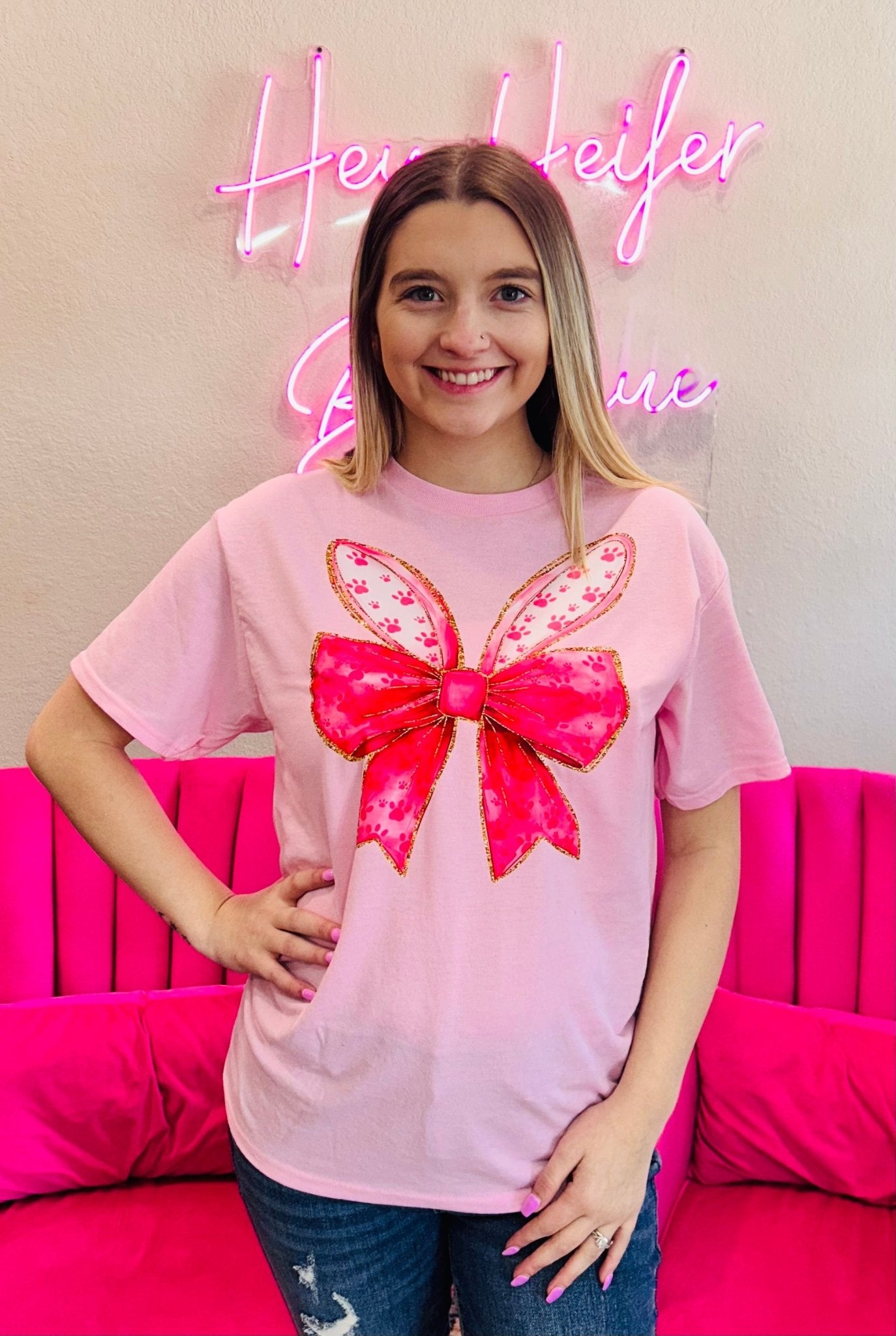 Bunny Bow Tee - Hey Heifer Boutique