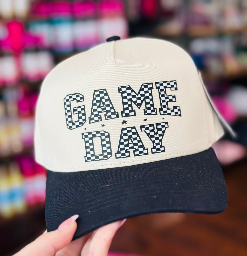 Checkered Game Day Ball Cap - Hey Heifer Boutique