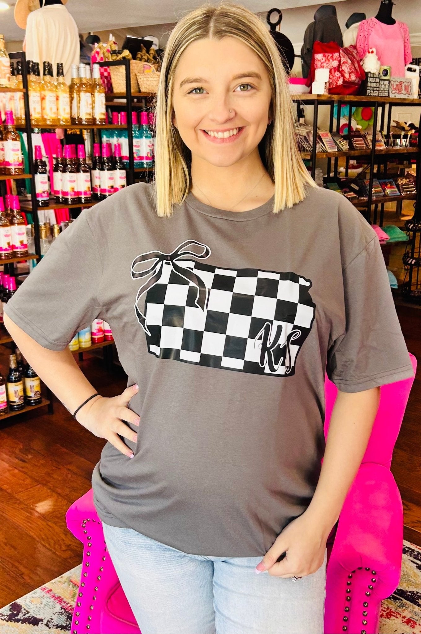Checkered KC Tee - Hey Heifer Boutique