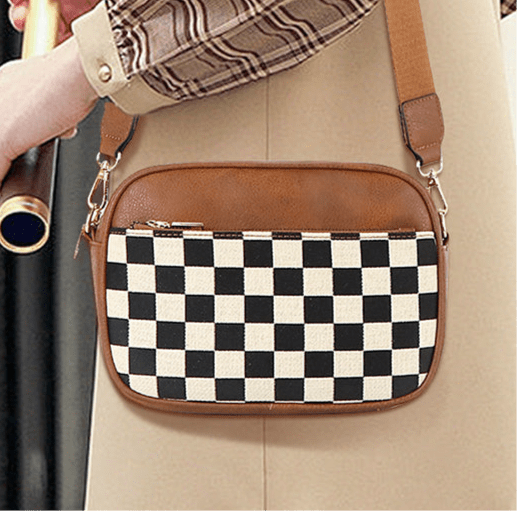 Checkered Leather Crossbody Bag - Hey Heifer Boutique