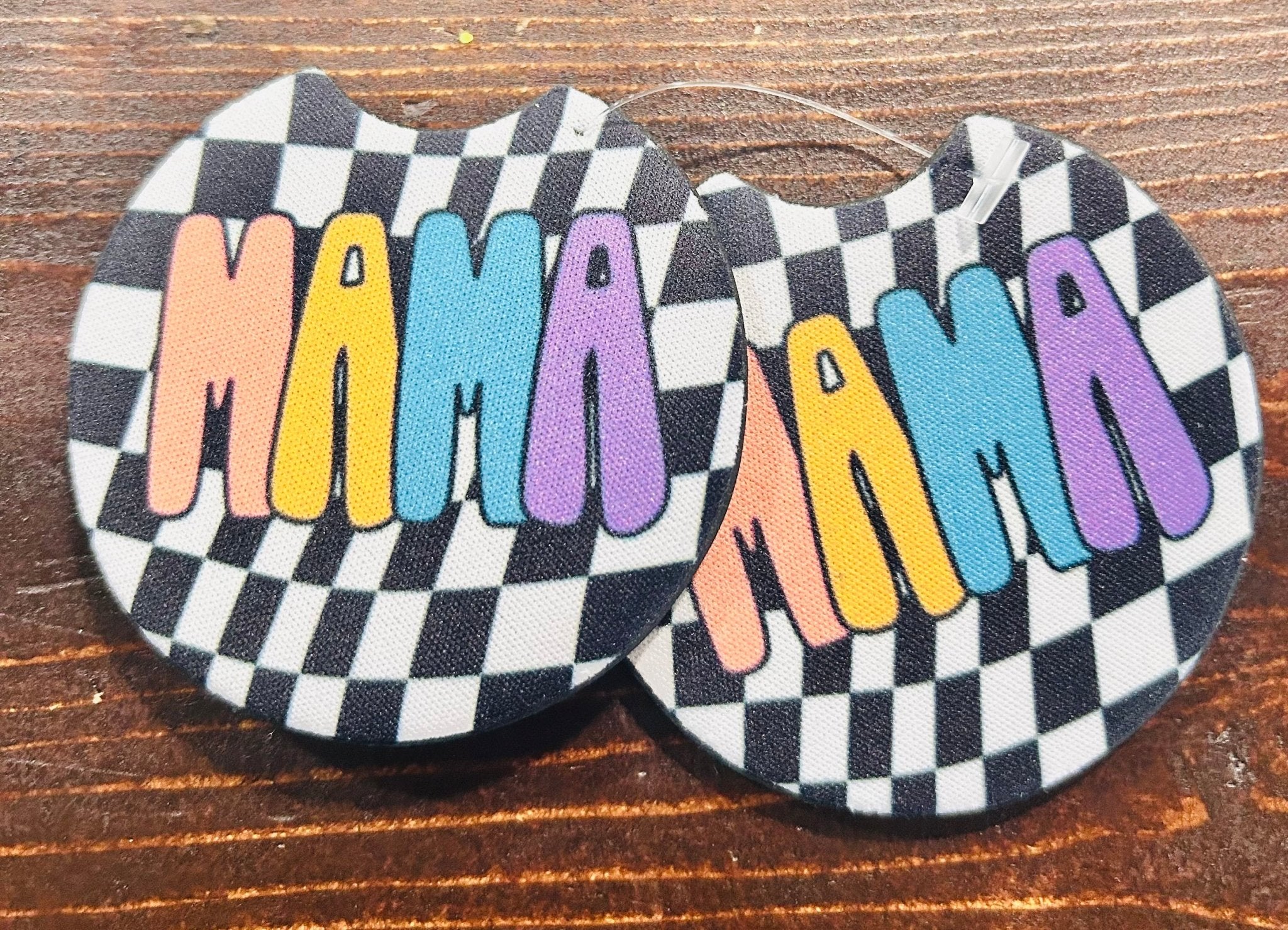 Checkered MAMA Car Coaster Set - Hey Heifer Boutique