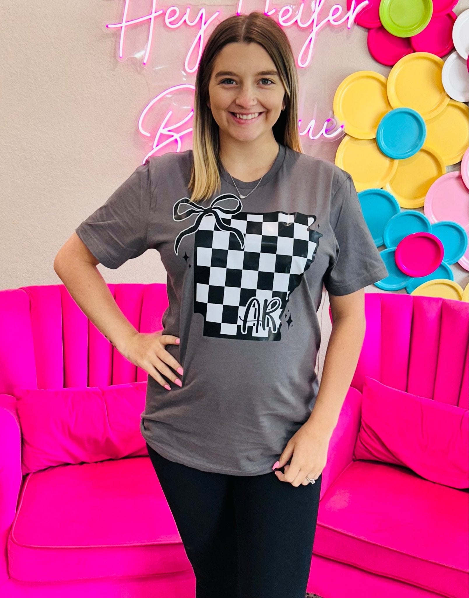 Coquette Checkered AR Tee - Hey Heifer Boutique