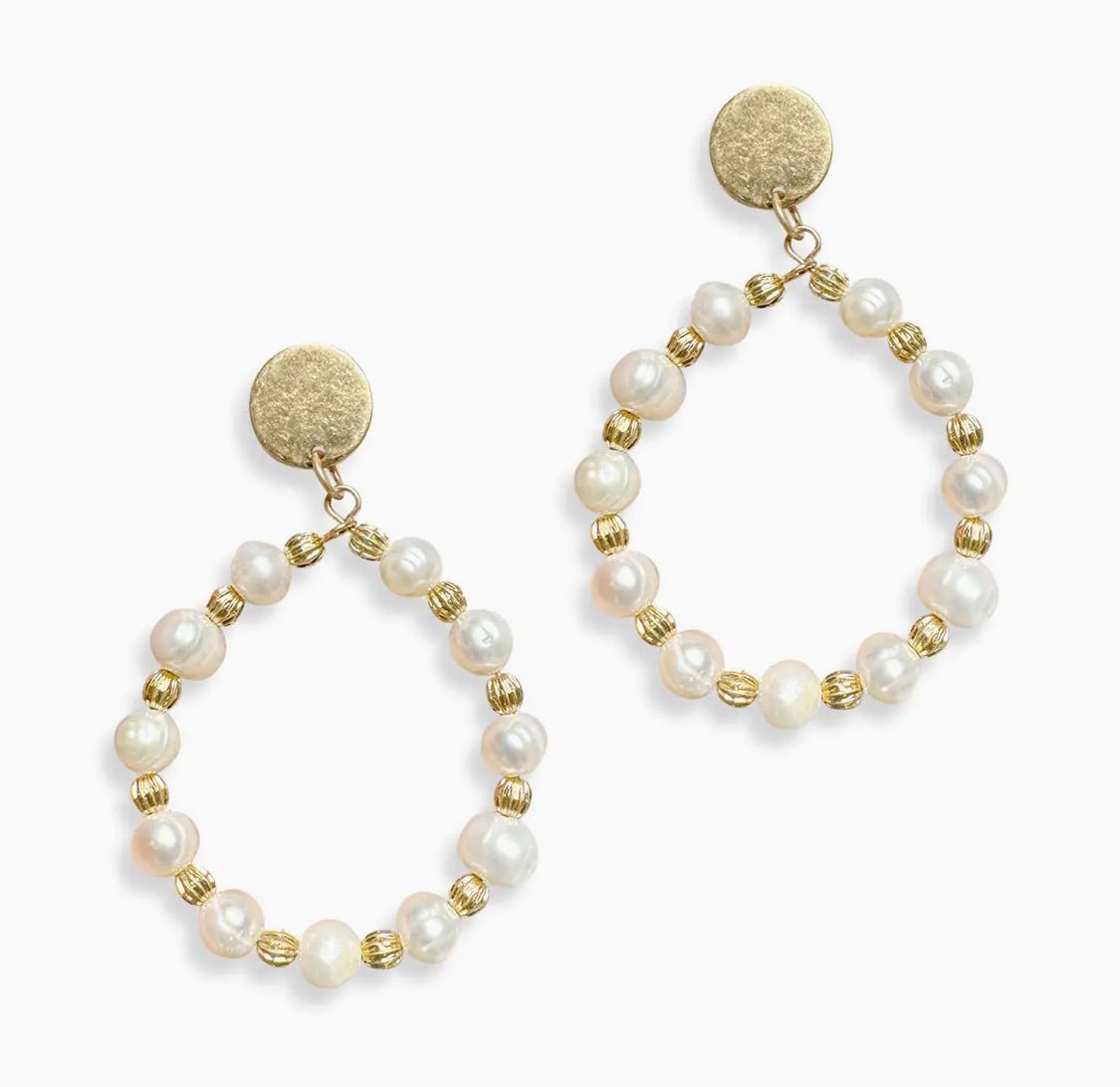 Cordelia Pearl Hoops - Hey Heifer Boutique