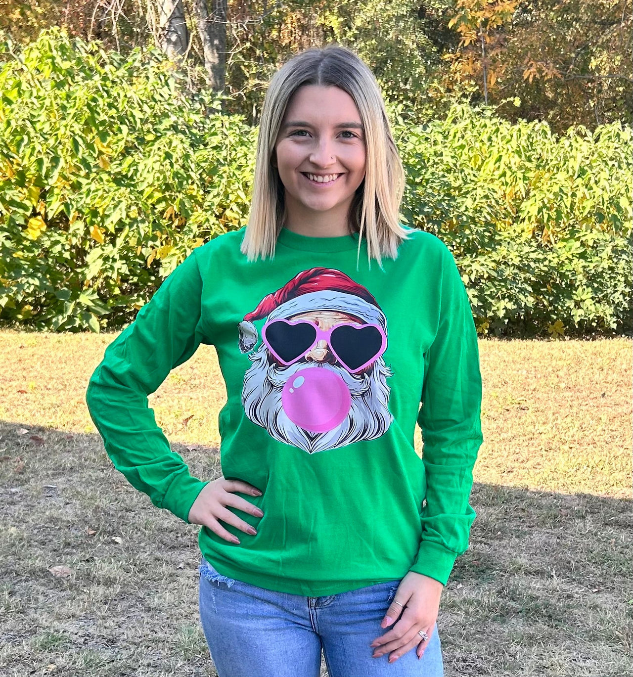 Cute Santa Long Sleeve Tee - Hey Heifer Boutique