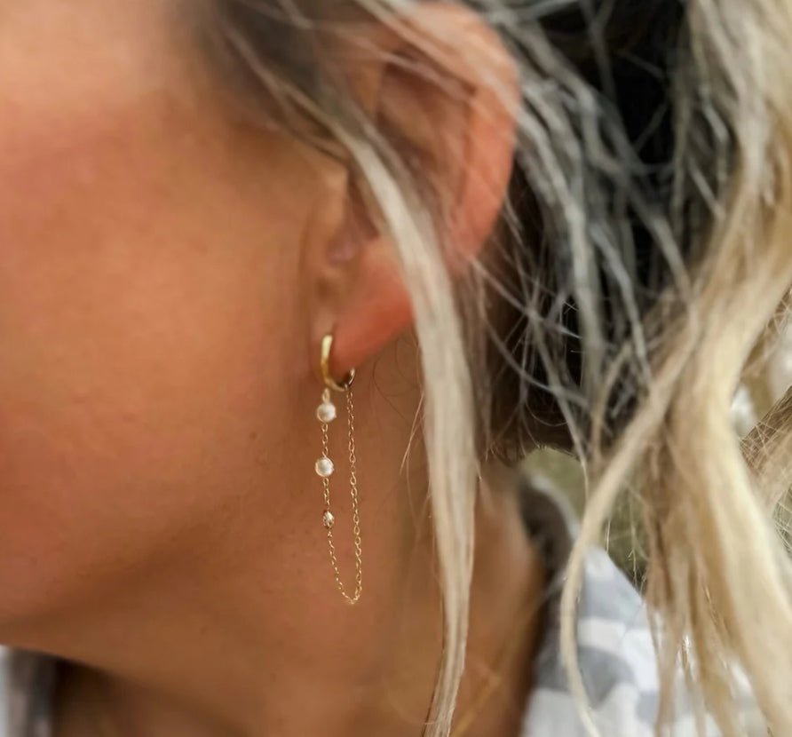 diamond cascade hoop earrings - Hey Heifer Boutique