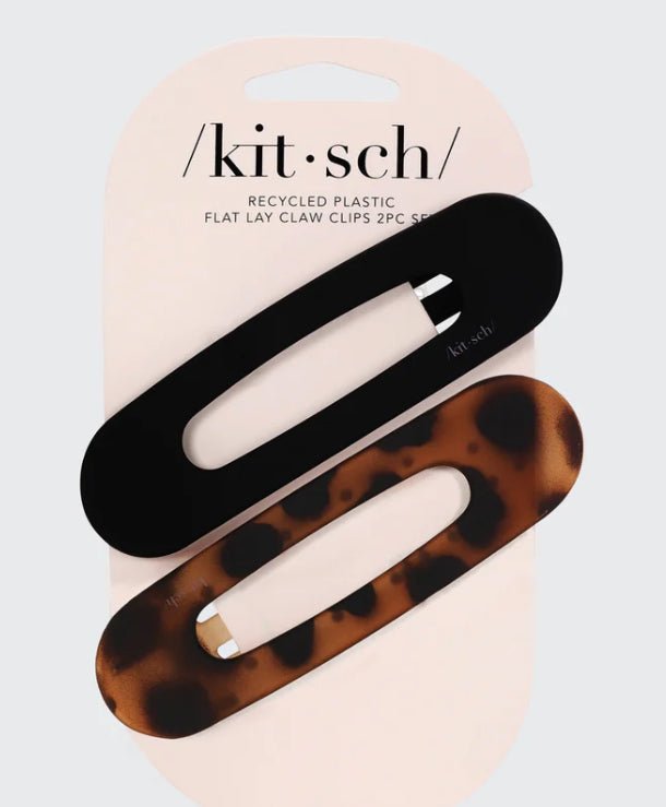 Flat Lay Claw Clip 2pc Flat - Black & Tort - Hey Heifer Boutique