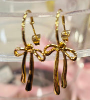 Gold Bow Hoop Earrings - Hey Heifer Boutique