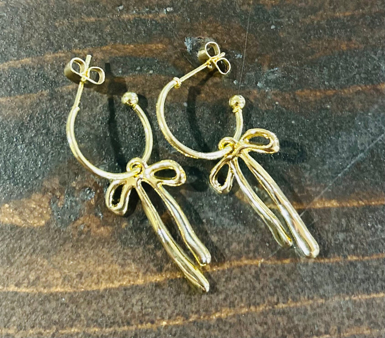 Gold Bow Hoop Earrings - Hey Heifer Boutique