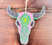 Green Bull Skull Car Freshie (Vanilla Sandalwood) - Hey Heifer Boutique