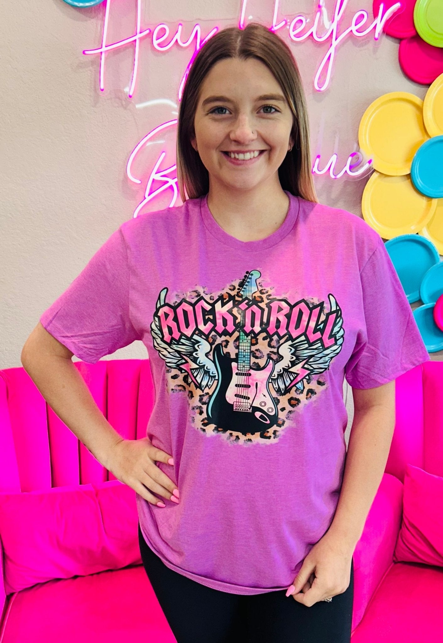 Guitar Rock N Roll Tee - Hey Heifer Boutique