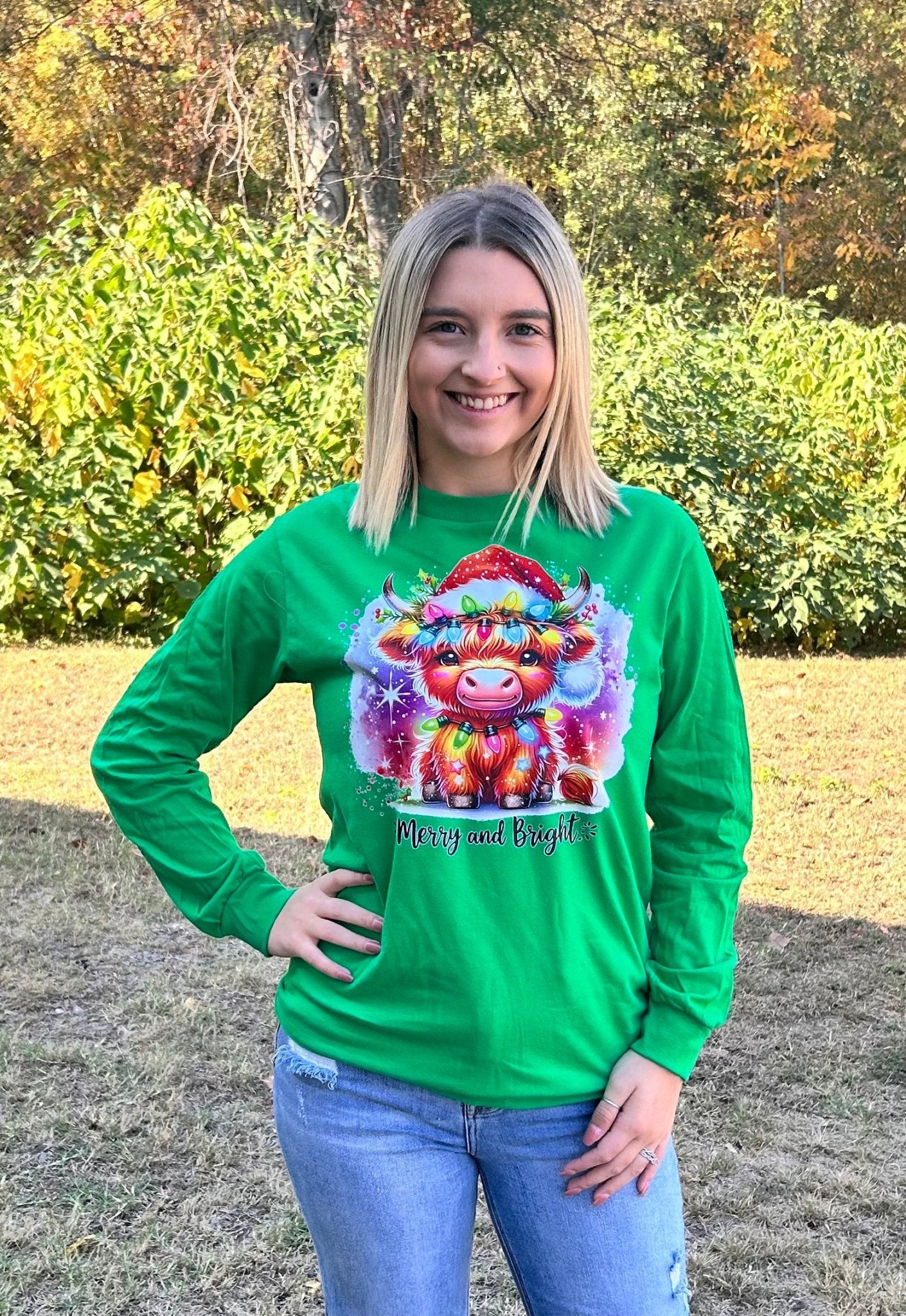 Highland Christmas Cow Tee - Hey Heifer Boutique