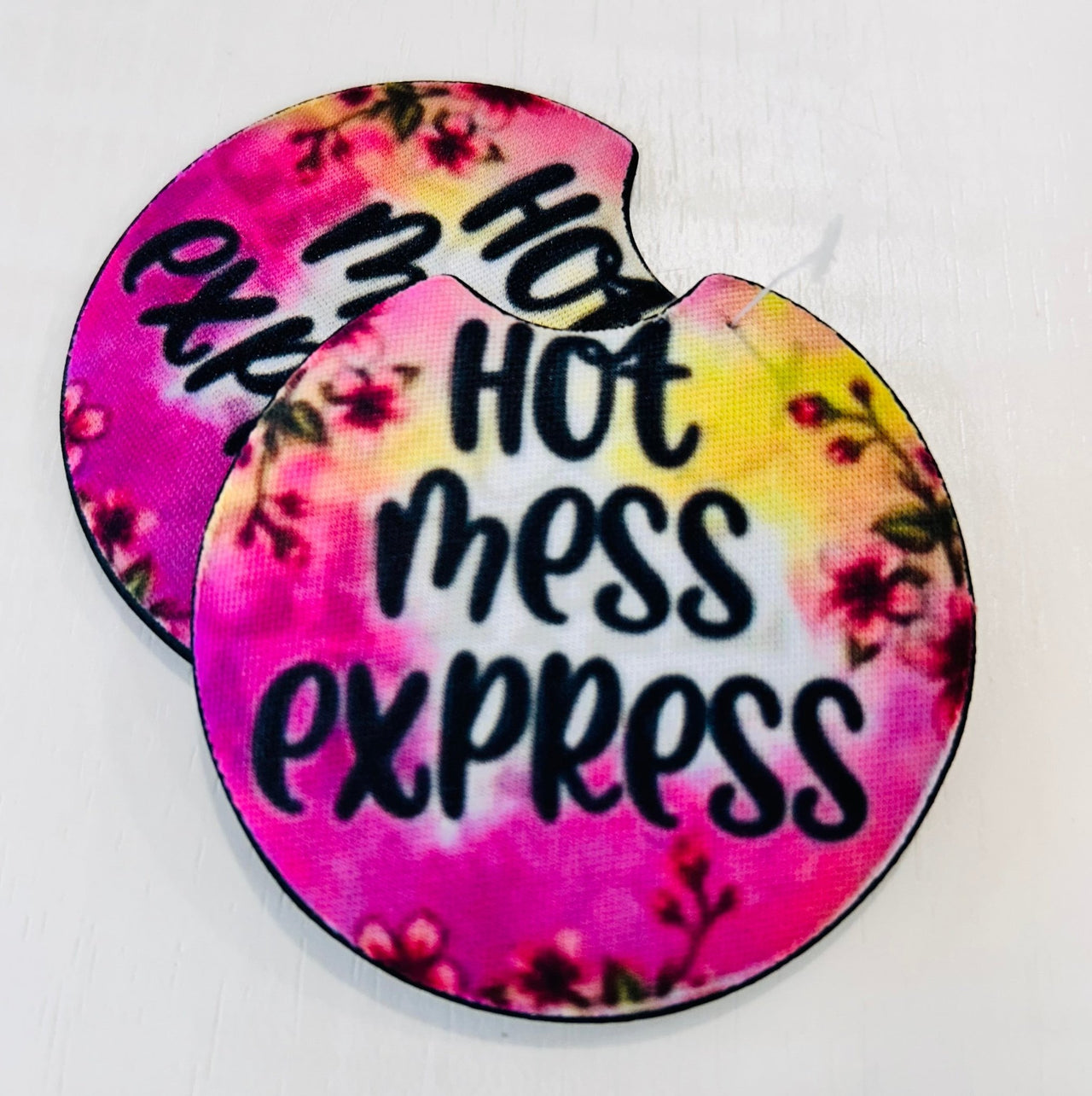 Hot Mess Car Coaster Set (2) - Hey Heifer Boutique