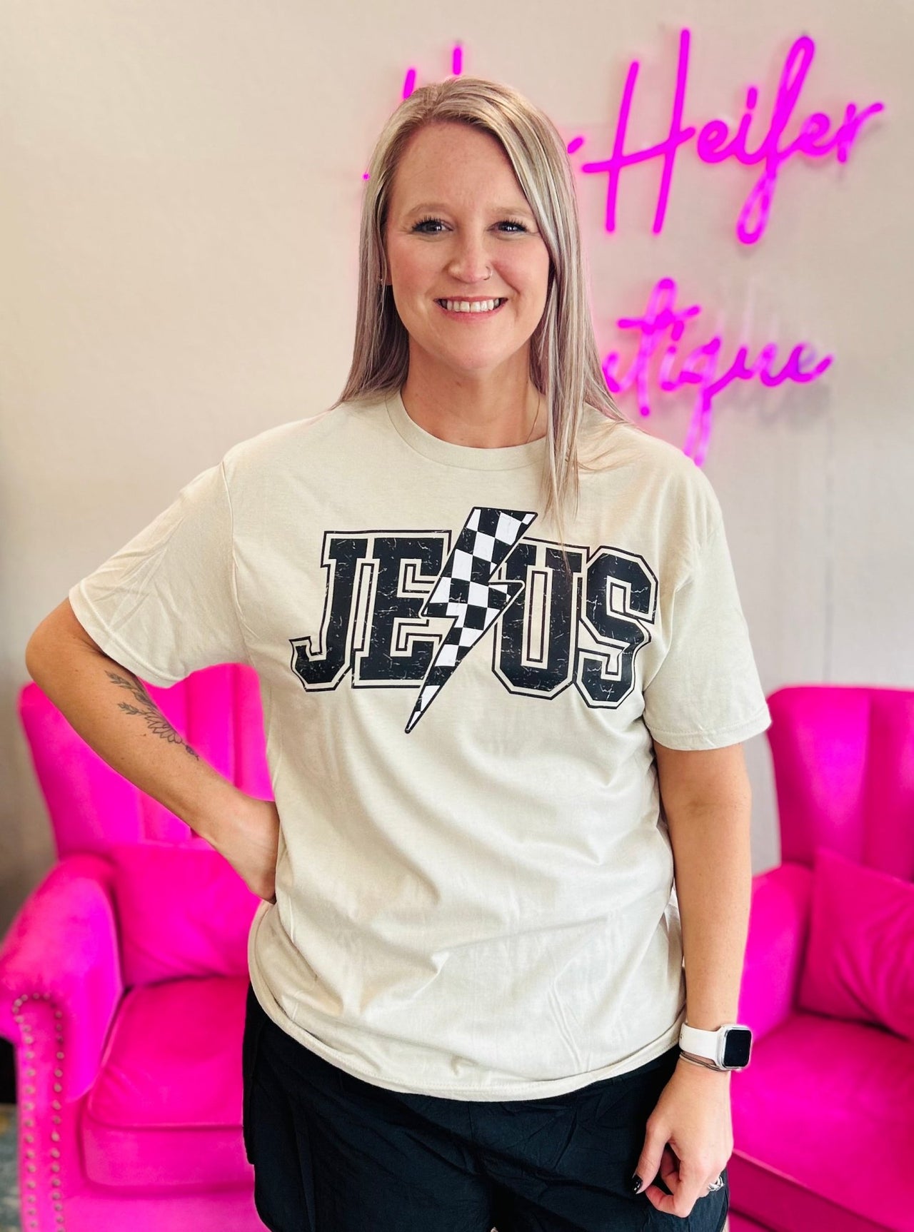 Jesus Lightning Bolt Tee - Hey Heifer Boutique