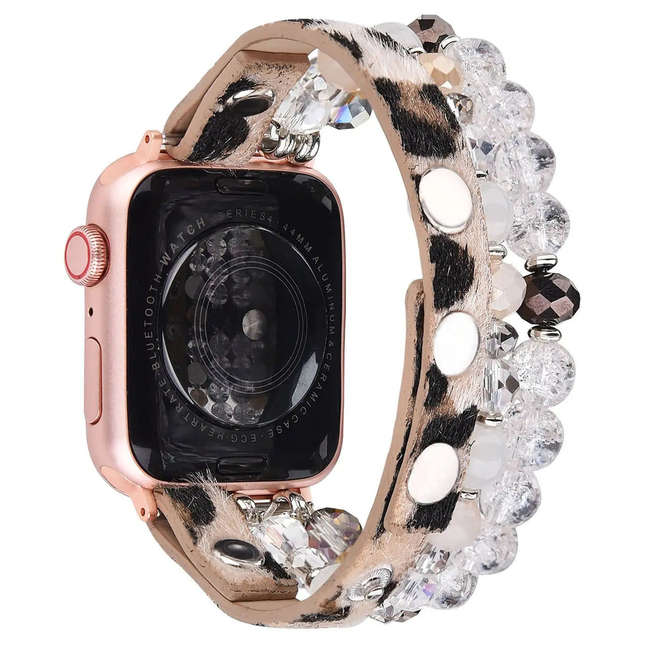 Leopard Calf Leather and Crystal Apple Watch Band - Hey Heifer Boutique