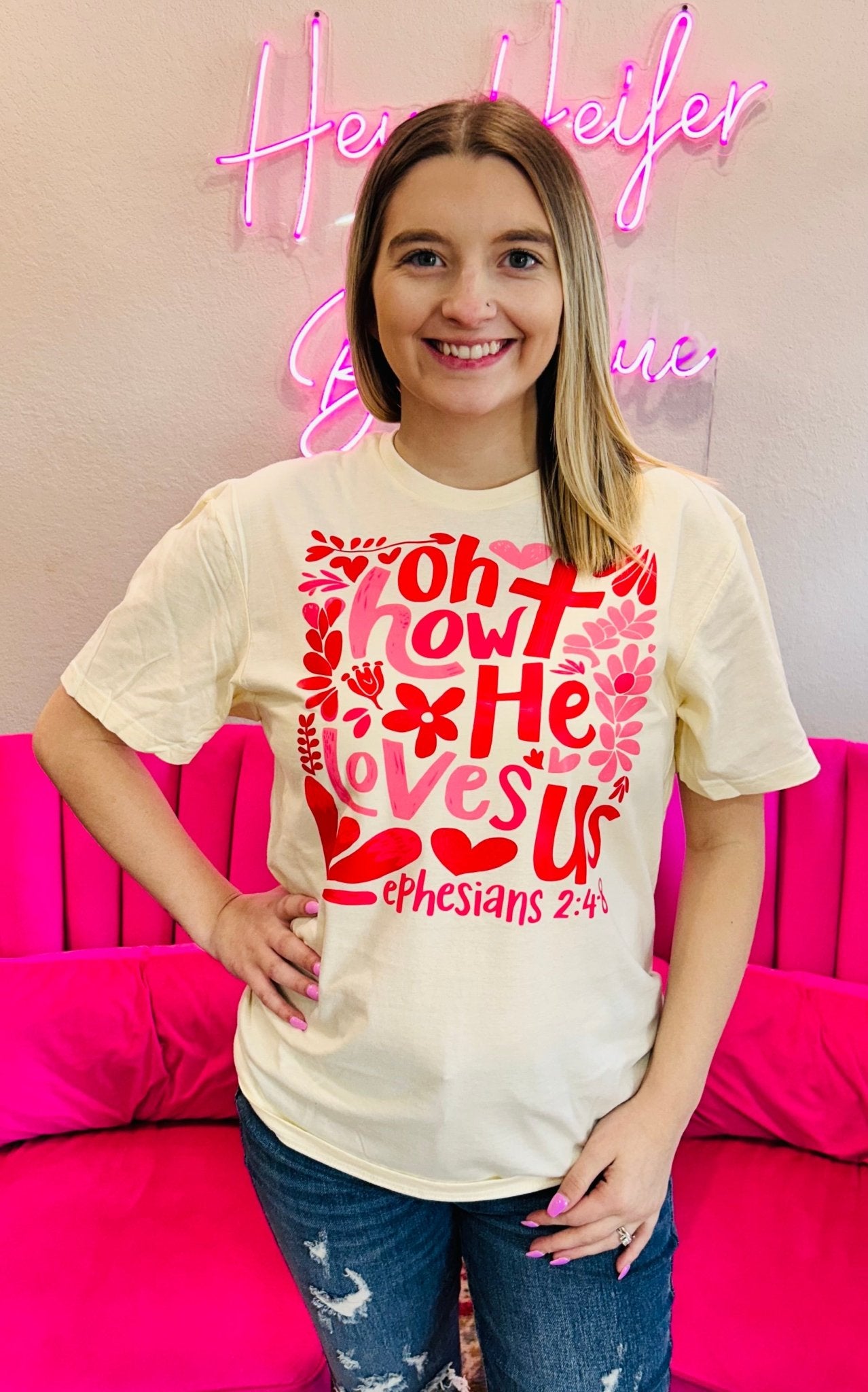 Oh How He Loves Us Tee - Hey Heifer Boutique