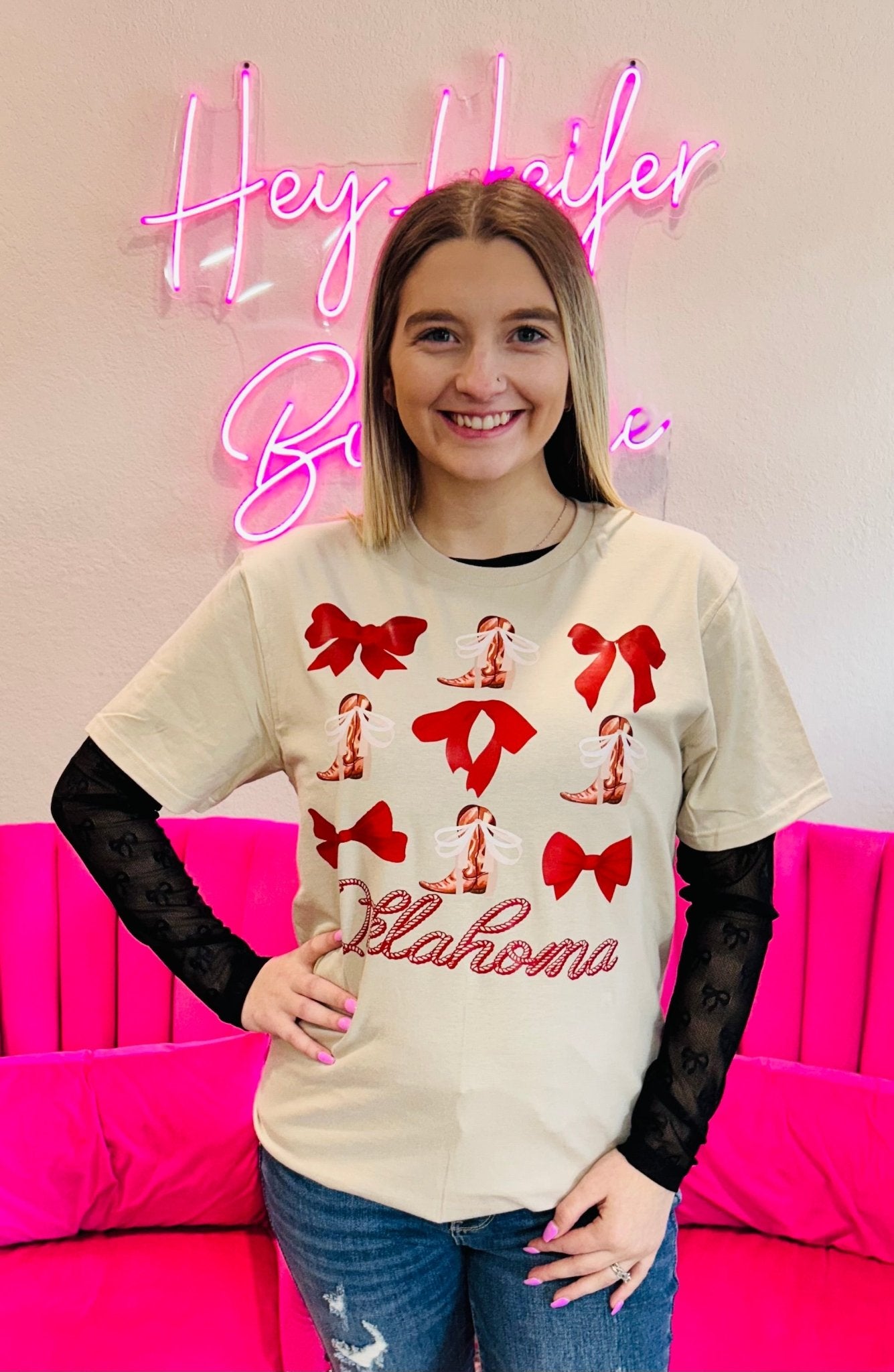 Oklahoma Coquette Tee - Hey Heifer Boutique