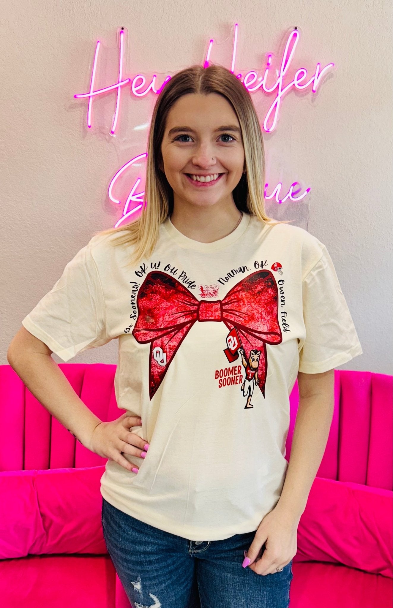 OU Bow Tee - Hey Heifer Boutique