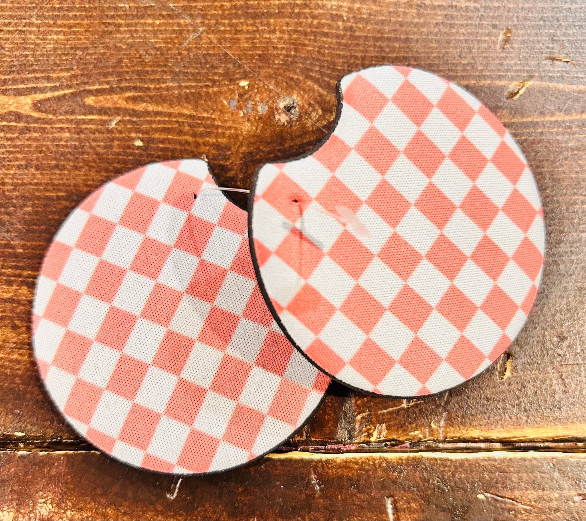 Pink Checkered Car Coaster Set - Hey Heifer Boutique