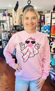 Pink Ghost Long Sleeve Tee - Hey Heifer Boutique