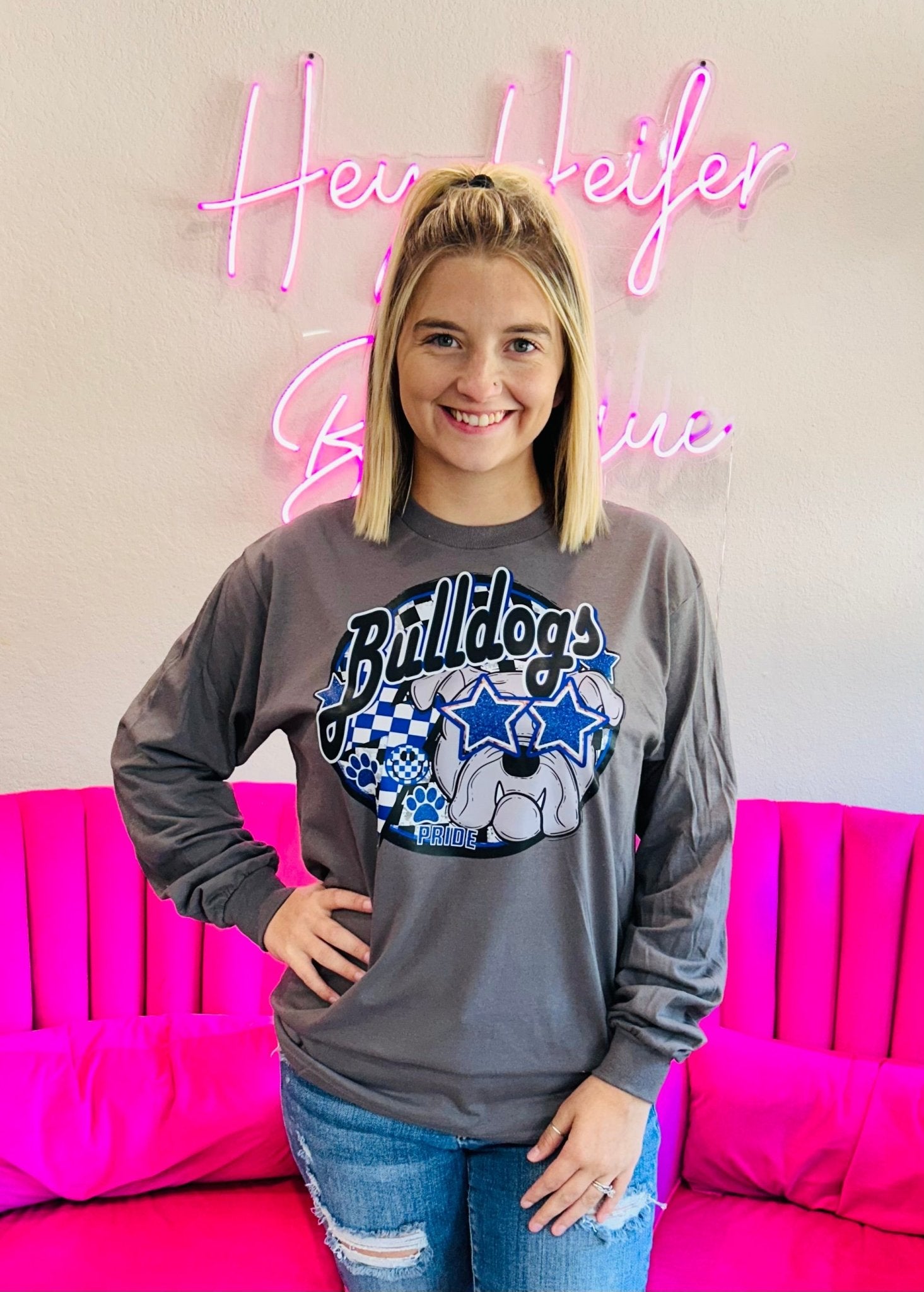 Preppy Bulldog Tee - Hey Heifer Boutique