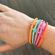 Silicone Cross Bracelet Set Of 5 - Hey Heifer Boutique