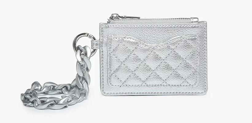 Silver Quilted Wallet Keychain - Hey Heifer Boutique