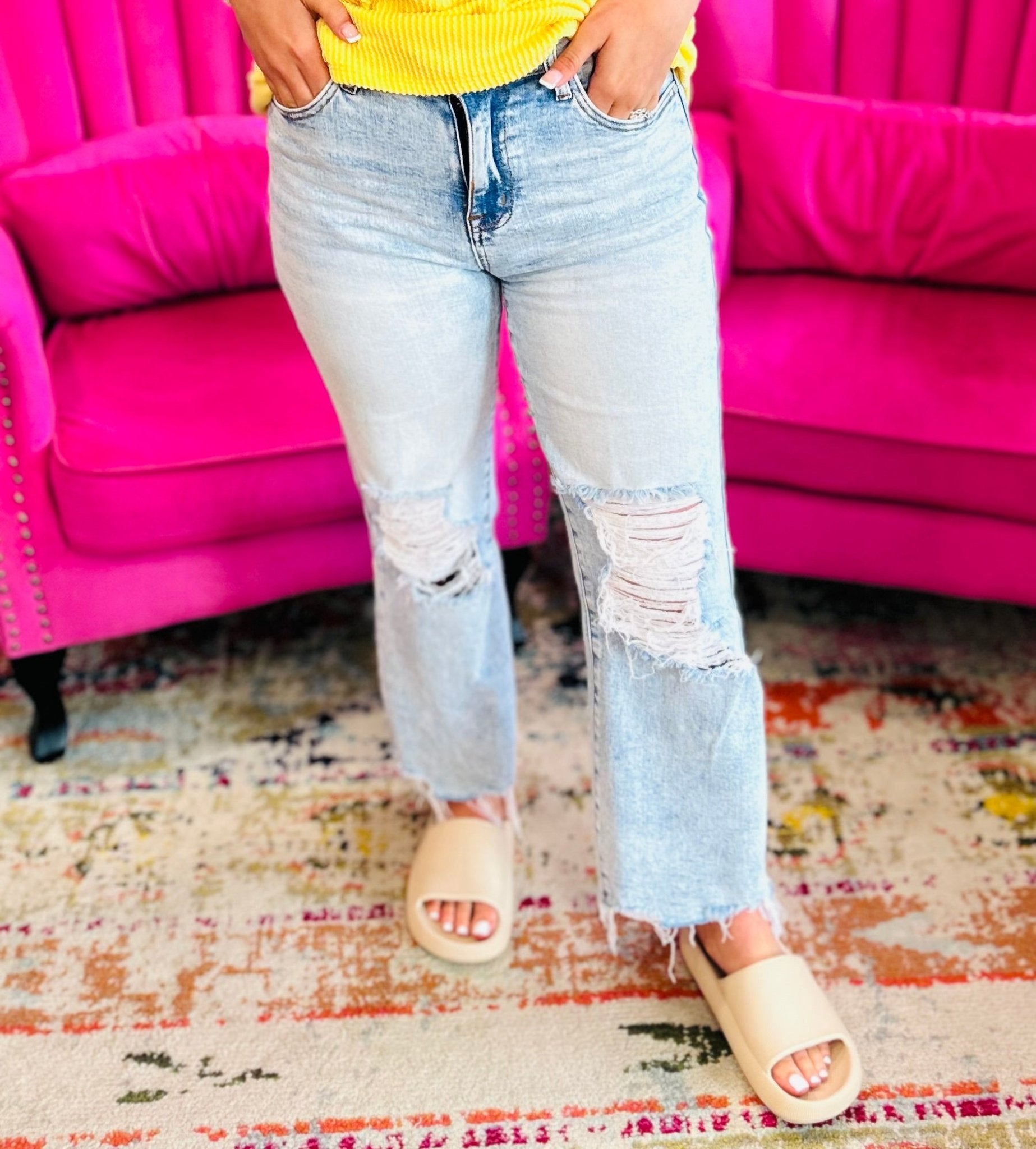 The Hailey Cropped Jeans - Hey Heifer Boutique