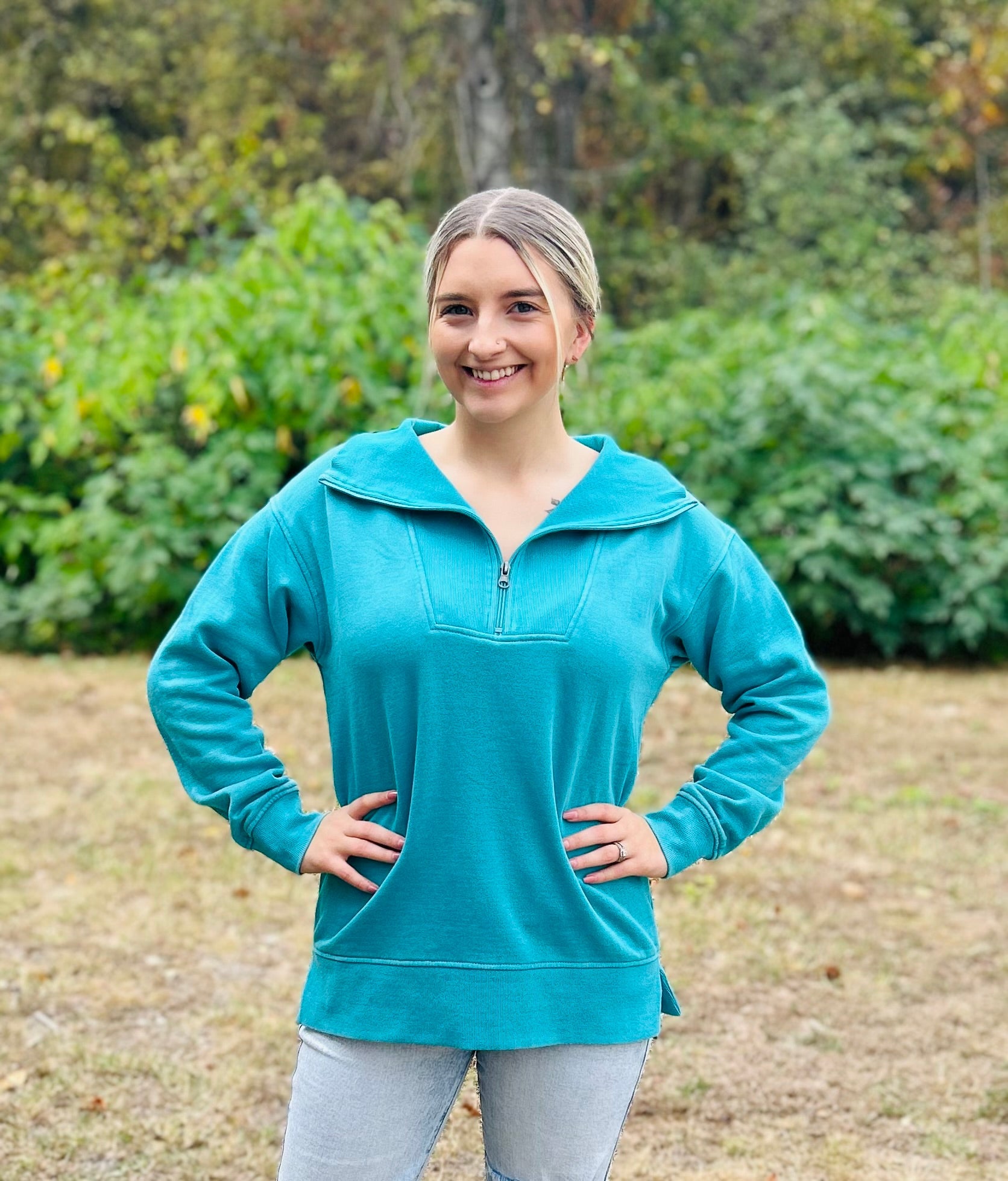 The Isabella Half Zip Pullover - Hey Heifer Boutique