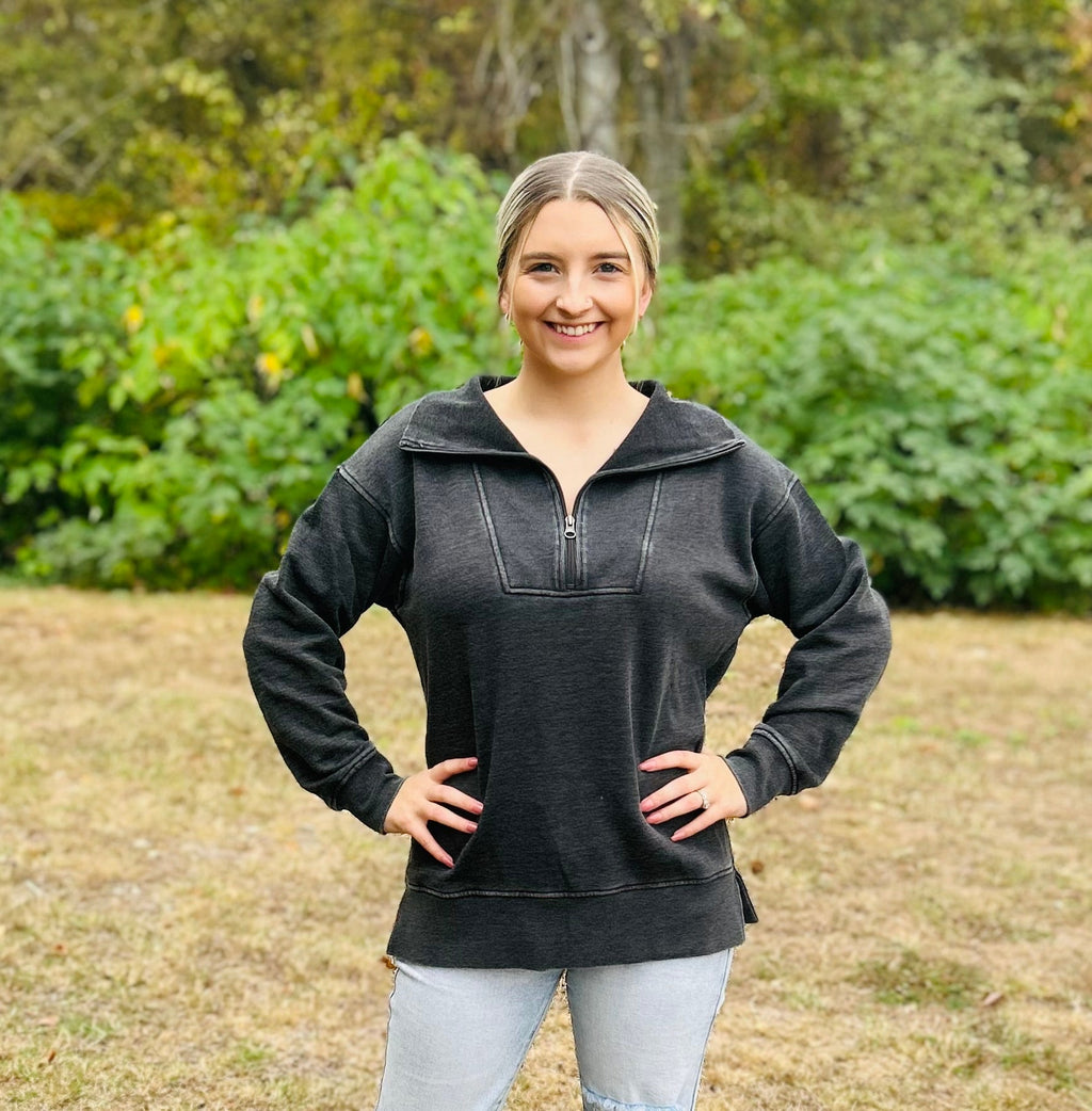 The Isabella Half Zip Pullover - Hey Heifer Boutique