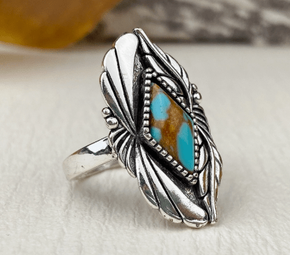 Turquoise Feather Ring - Hey Heifer Boutique