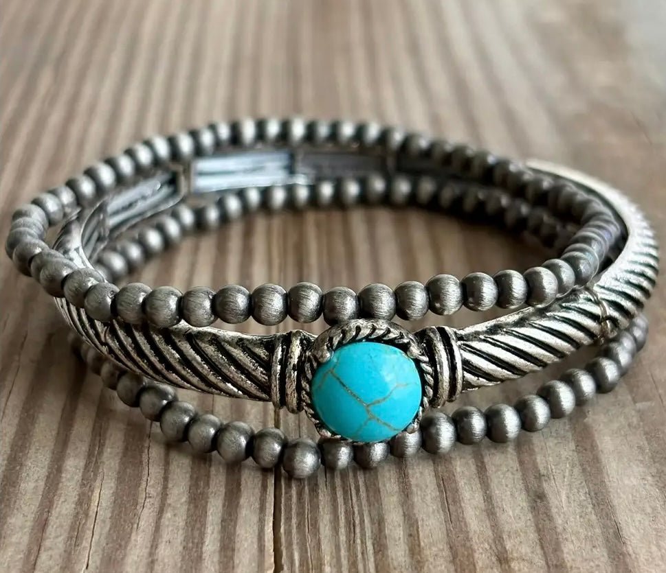 Western Navajo Glass Stone Layered Bracelet - Hey Heifer Boutique