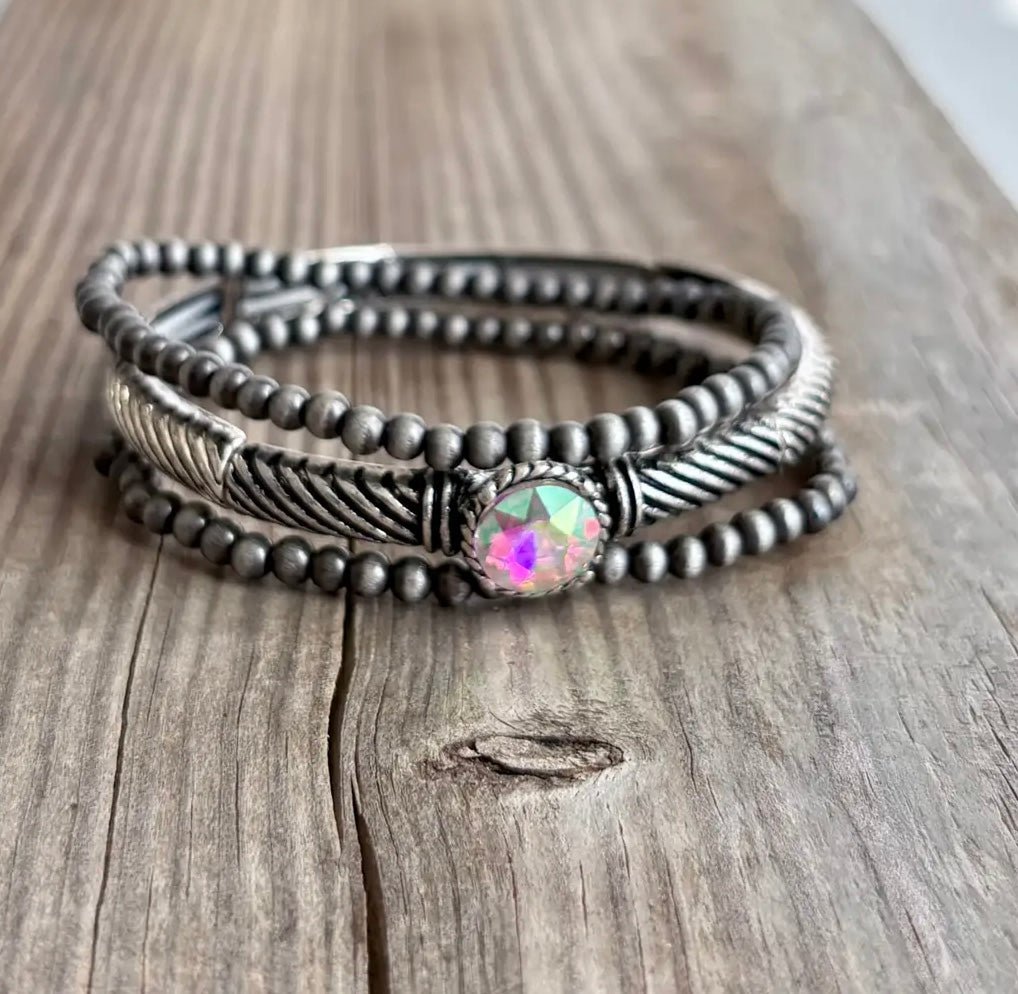 Western Navajo Glass Stone Layered Bracelet - Hey Heifer Boutique