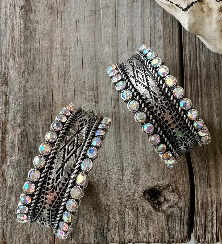 Western Stone Hoop Earrings - Hey Heifer Boutique