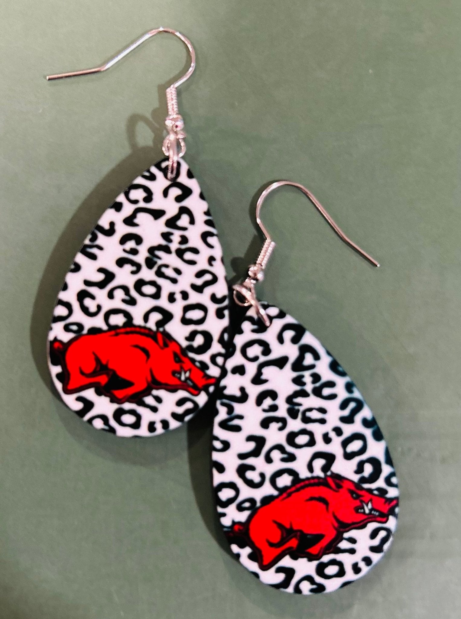 White Leopard Hog Tear Drop Earrings - Hey Heifer Boutique