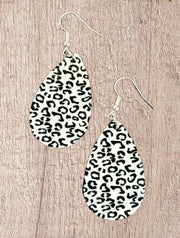 White Leopard Tear Drop Earrings - Hey Heifer Boutique