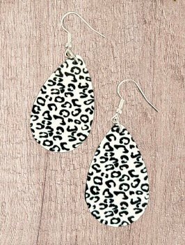 White Leopard Tear Drop Earrings - Hey Heifer Boutique