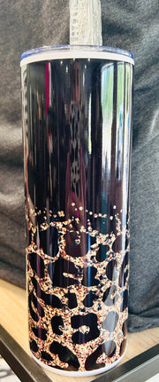 Black & Leopard 20oz Tumbler - Hey Heifer Boutique