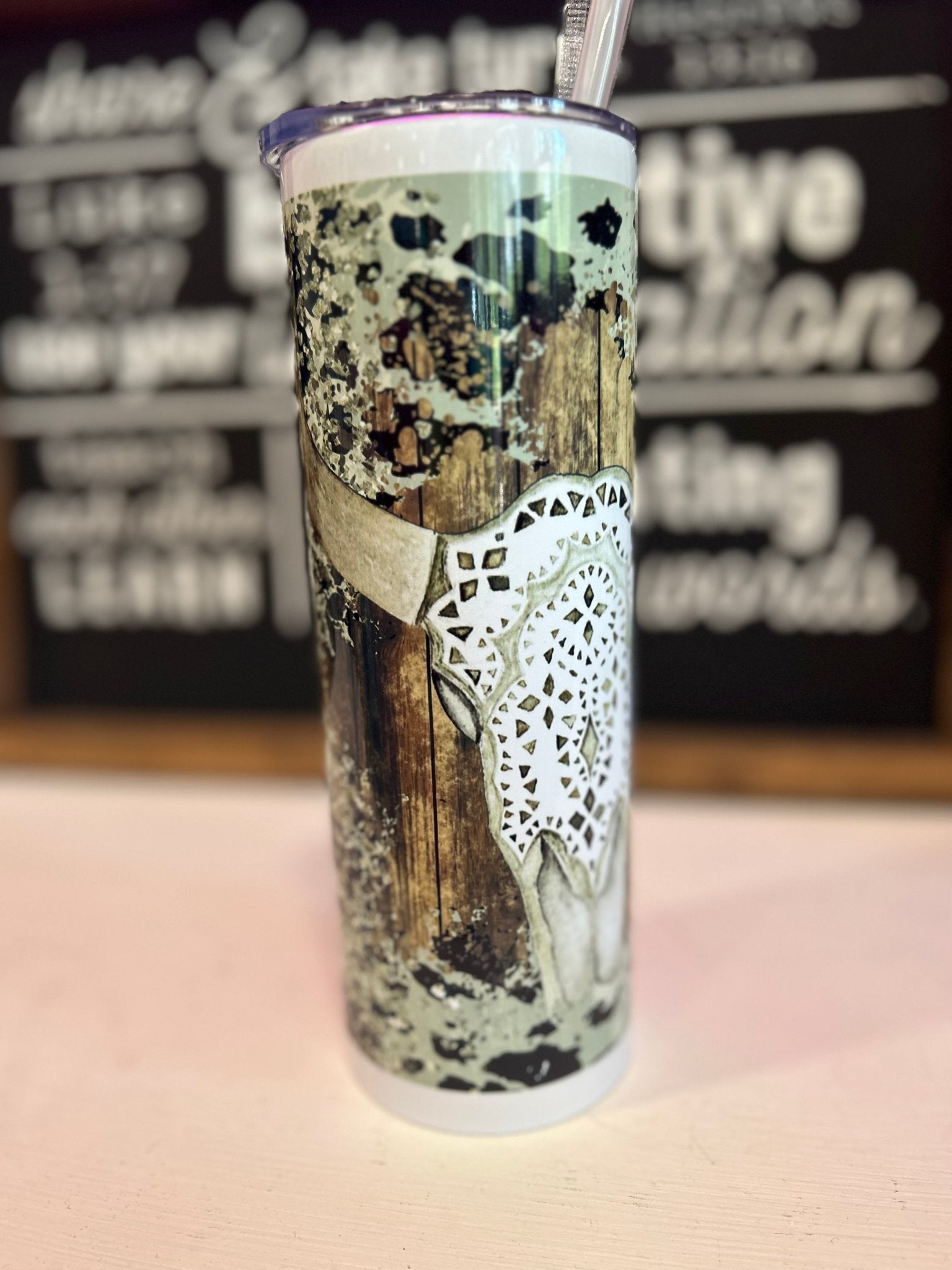 Bull Skull 20oz Skinny Tumbler - Hey Heifer Boutique