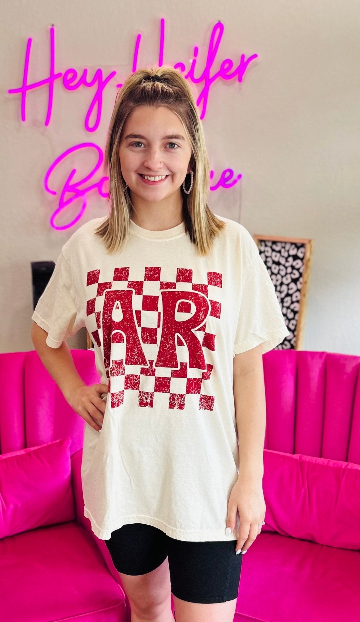 Checkered AR Tee - Hey Heifer Boutique