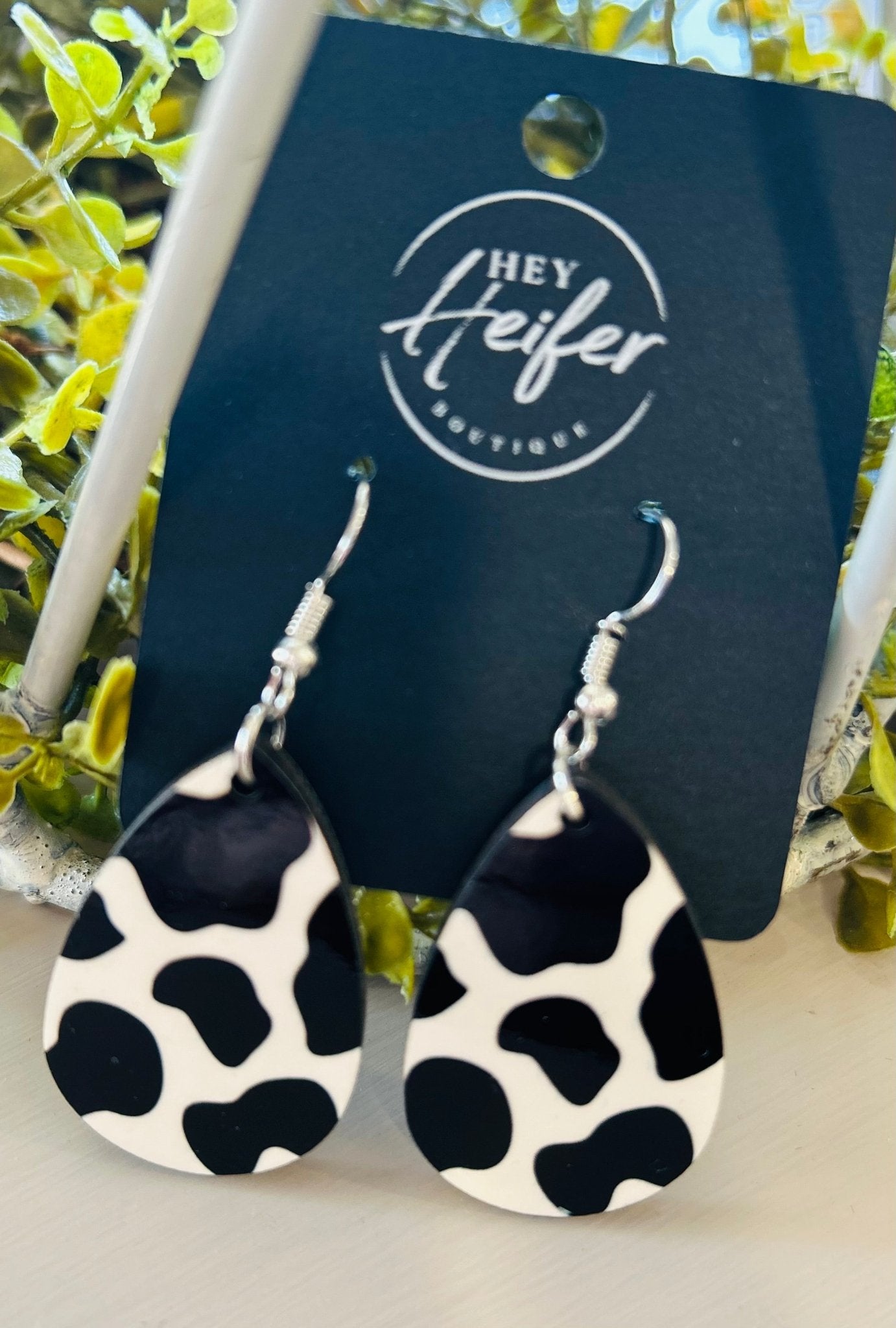 Cow Tear Drop Earrings - Hey Heifer Boutique
