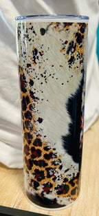 Cowprint & Leopard 20oz Skinny Tumbler - Hey Heifer Boutique