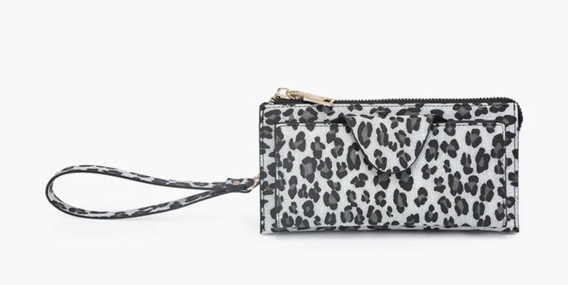 Grey Leopard Kyla RFID Wallet/Snap Closure - Hey Heifer Boutique