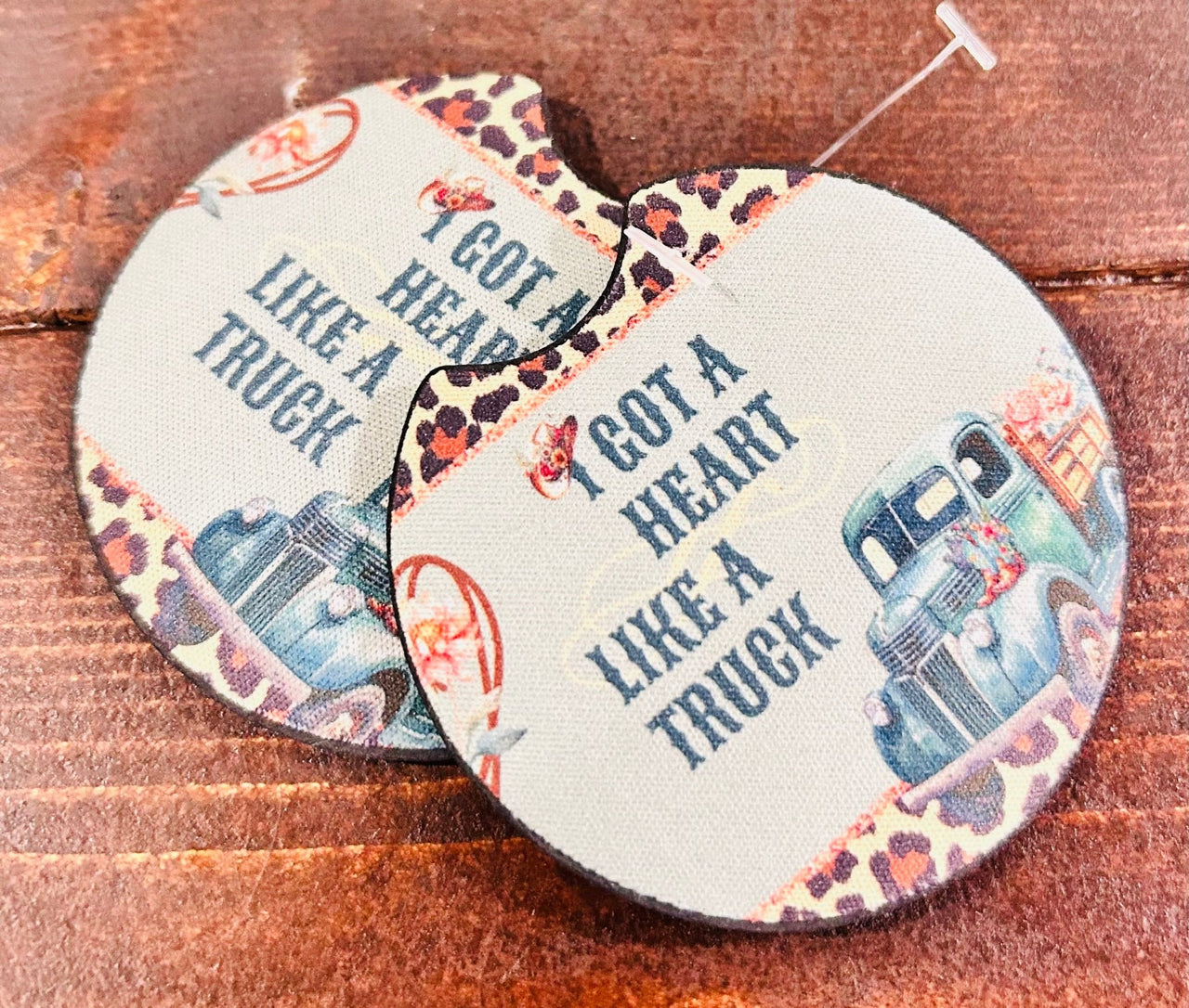 Heart Like A Truck Car Coaster Set (2) - Hey Heifer Boutique